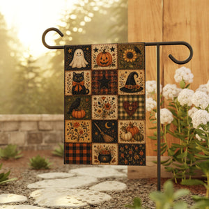 Primitive Halloween Patchwork Garden Flag, Ghost Black Cat Pumpkin Quilt Decor, Rustic House Flag 8b8db148-c9b6-4552-bba4-77e3bd2b2c74-3.jpg