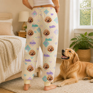 Custom Pet Photo + Name Sweatpants – Retro Diamond Pattern - Personalized Sweatpants 8b91b2e3-f123-41b8-85bf-4c43bb28d52b.jpg