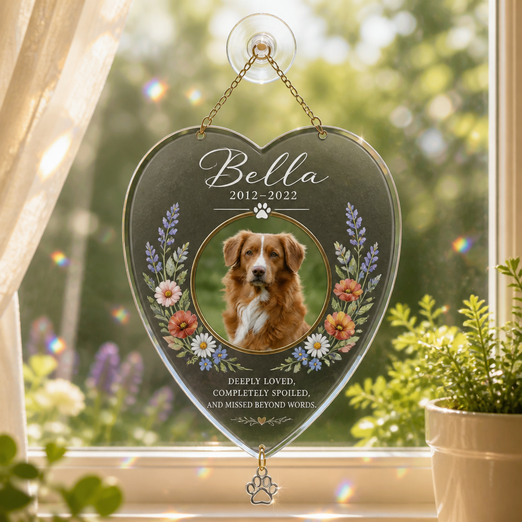 Personalized Pet Memorial Stone – Photo, Name & Years - Personalized 1 Layered Suncatcher with Charm 8b9a0c45-fe4d-4ace-8eb9-22500d292d23.png