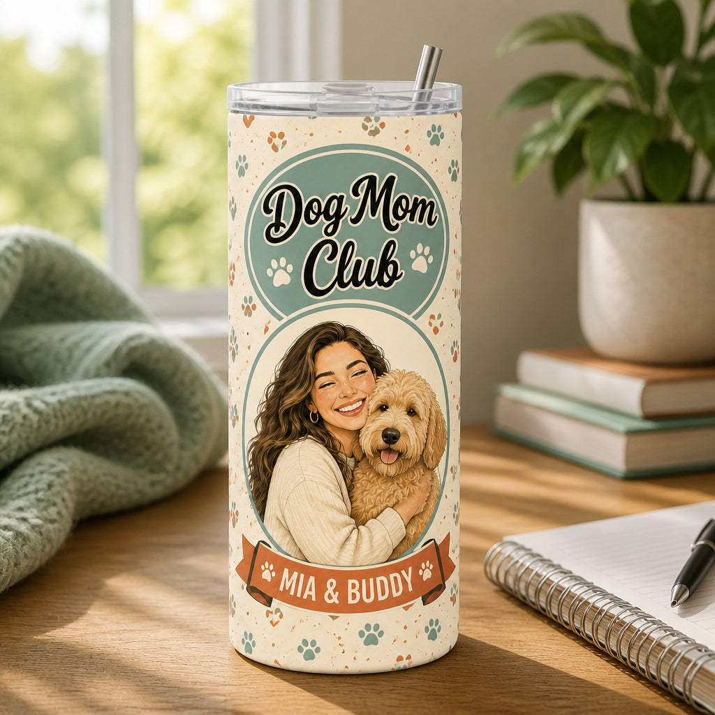Dog Mom Club Custom Pet + Person Portrait Tumbler - Personalized Tumbler 8b9a117e-e9db-49f4-8930-b2ca49a67320.jpg