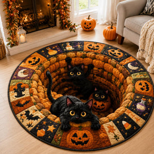 Black Cat Halloween Round Rug, 3D Illusion Quilted Pumpkin Cat Hole Floor Mat, Funny Spooky Black Cats Halloween Home Decor 8b9eb9d8-a74f-4342-b9b8-250bf16e1b38-1.jpg