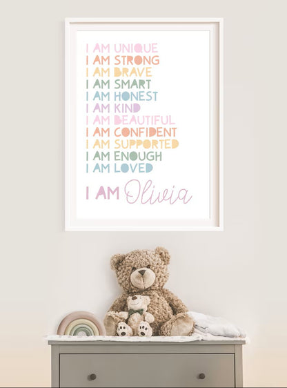 Girls Personalised Affirmation Print, Girls Bedroom Decor, Pastel Colours, Rainbow Wall Art, Positive Prints, Girls Nursery, Playroom Decor 8bace355-b841-4815-8d17-9a139750bbd0-fdgdf-3-.jpg