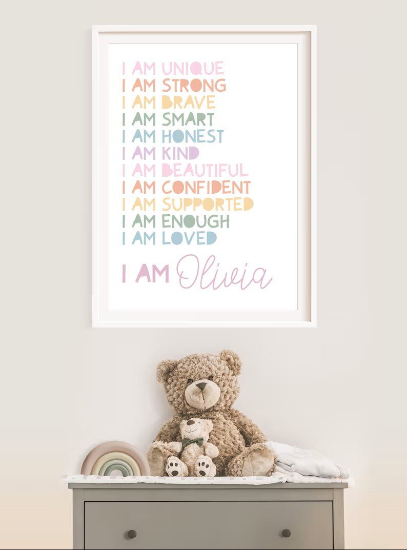 Girls Personalised Affirmation Print, Girls Bedroom Decor, Pastel Colours, Rainbow Wall Art, Positive Prints, Girls Nursery, Playroom Decor 8bace355-b841-4815-8d17-9a139750bbd0-fdgdf-3-.jpg