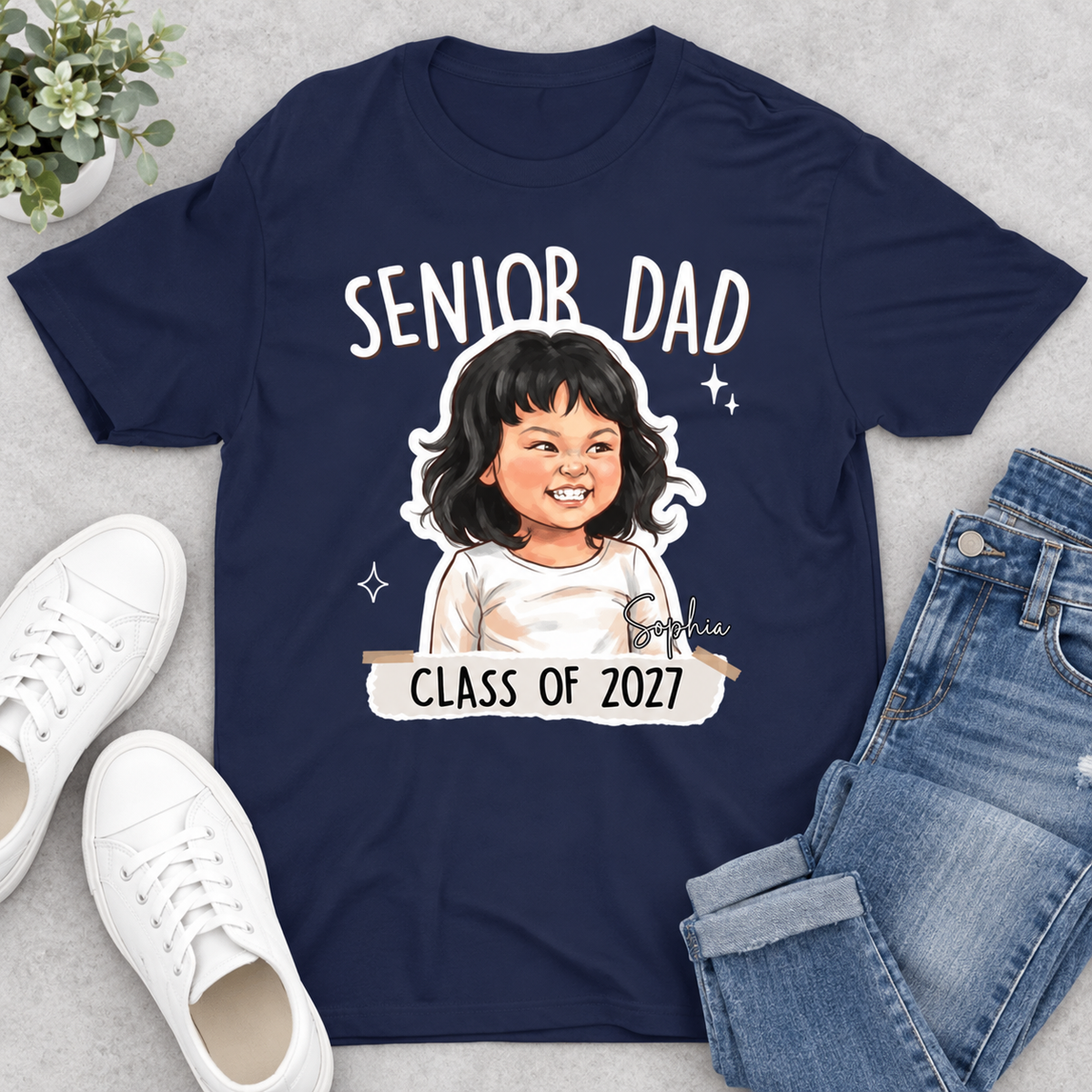 Personalized Senior Dad Shirt, Custom Graduate Photo T-Shirt with Name & Class of 2027, Proud Dad Graduation Gift, Senior Year Family Tee 8baced8b-b562-4754-8be3-31335ca97b3a-7.png