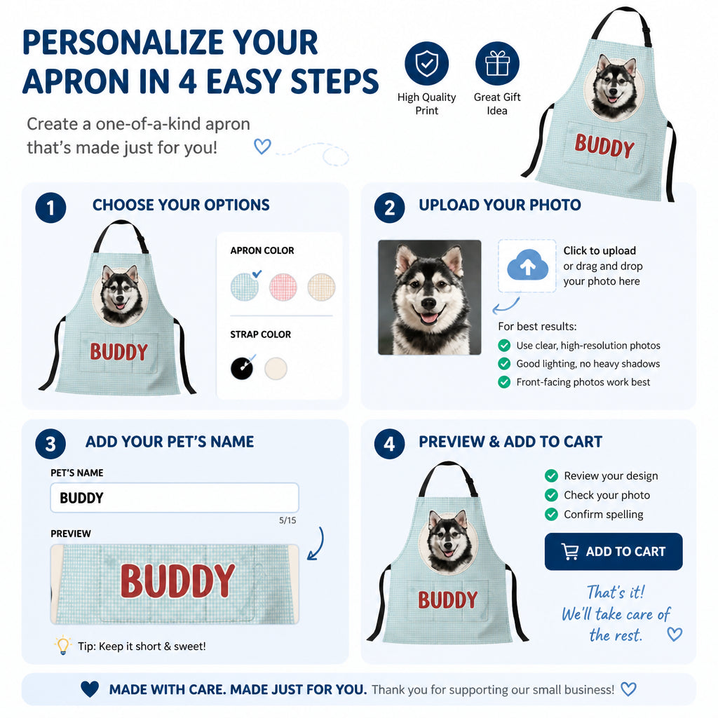 Custom Pet Photo + Name Apron – Gingham Badge - Personalized Apron 8bb7807c-f1c9-4c5a-810e-5fb87116a75f.jpg