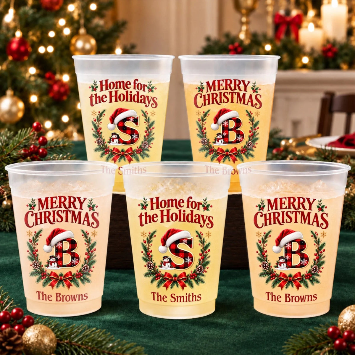 Custom Initial Family Name Christmas Gifts - Personalized Plastic Cups - Christmas Drinkware For Party 8be7fc98-503f-4665-b60a-ad33f8d48fad-1.jpeg