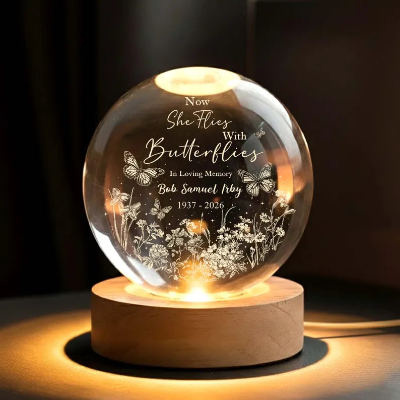 Now She Flies With Butterflies Memorial Crystal Ball Night Light, Loss of Mother Gift, Mom Loss Gift,Memorial Gift, Loss of Father Gift 8c068340-8746-4cf0-a587-32f08f581baf-fgbfggf-1-.webp