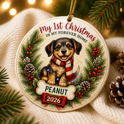 My 1st Christmas In My Forever Home - Personalized Pet Ornament (Name + Year) - Personalized Ornament 8c2b1b60-ca10-434a-bf3f-a912fb2f2da1.jpg