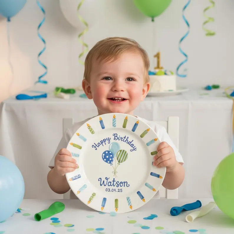 Custom Birthday Plate for Boy | Personalized Happy 1st Birthday Gift | Ceramic Painted Keepsake 8c38925f-9636-4325-814e-a6a080051c62-hgjg-5-.webp