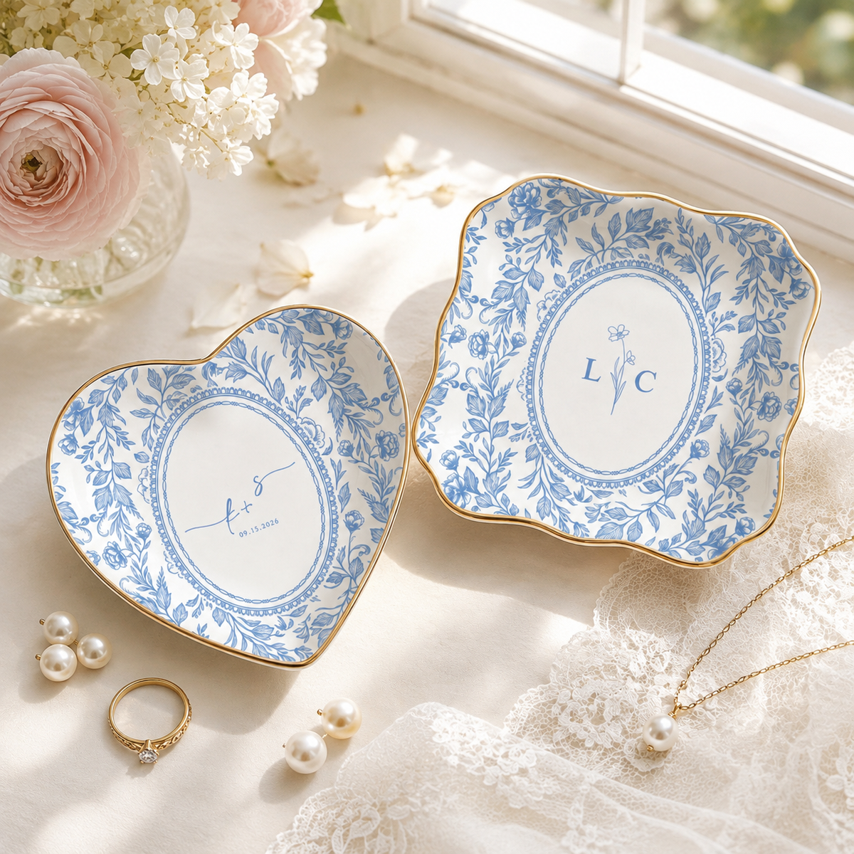 Personalized Toile De Jouy Ring Dish, Custom Ceramic Jewelry Tray, Wedding Ring Holder, Engagement Gift for Couple 8c749c70-070b-486c-96a5-8109317da276-banner-1.png