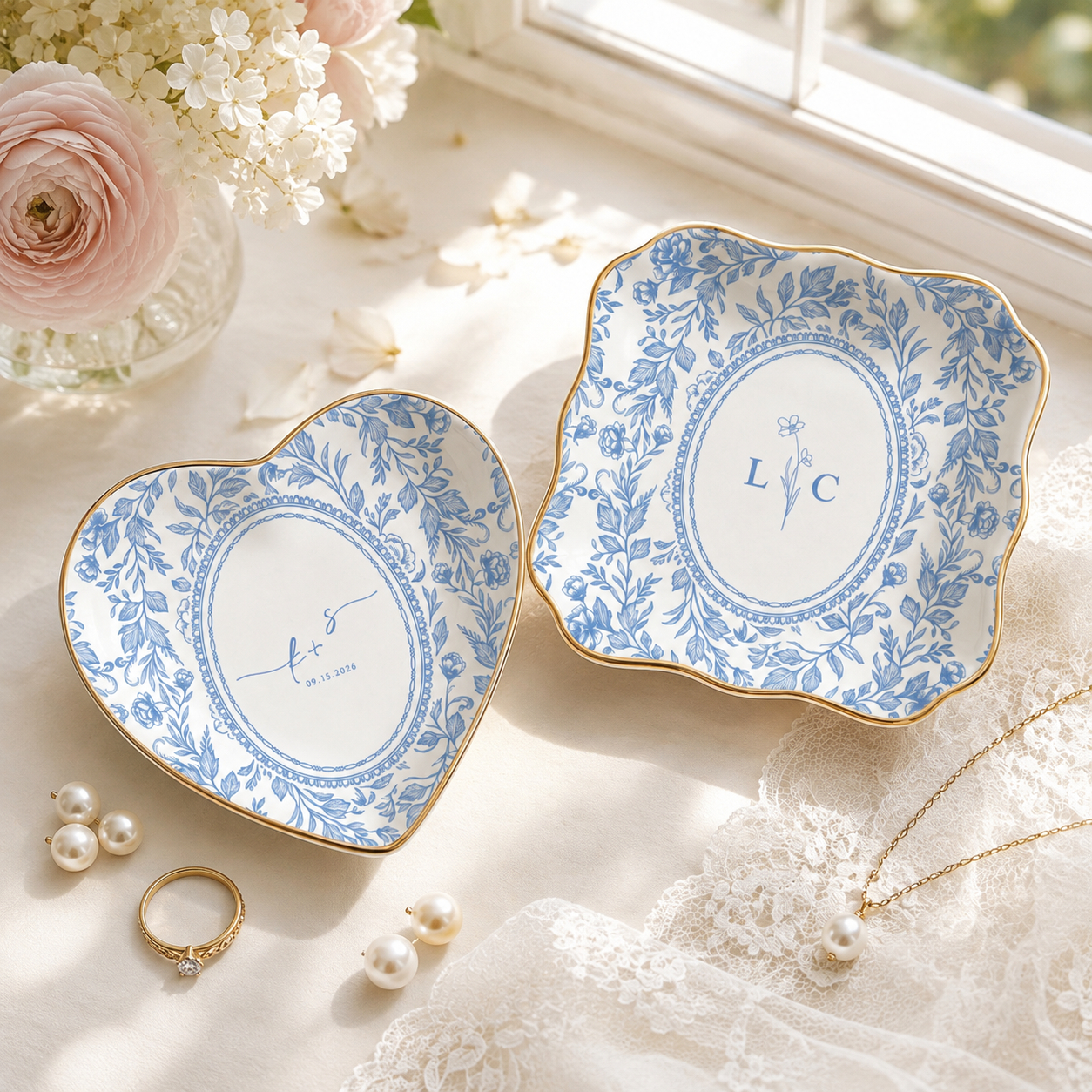 Personalized Toile De Jouy Ring Dish, Custom Ceramic Jewelry Tray, Wedding Ring Holder, Engagement Gift for Couple 8c749c70-070b-486c-96a5-8109317da276-banner-1.png