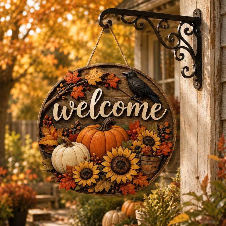 Fall Welcome Door Sign, Autumn Pumpkin Door Hanger, Sunflower Front Porch Decor, Rustic Thanksgiving Wreath, Harvest Home Decor Gift 8c7b4506-1d50-49c8-ac9a-197c3e0ad193-gbnnf-2-.jpg