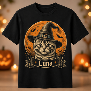 Custom Pet Witch Hat Moon Portrait T‑Shirt - Personalized T-shirt 8c852b2c-4c95-490e-8f89-849d755fd42b.png