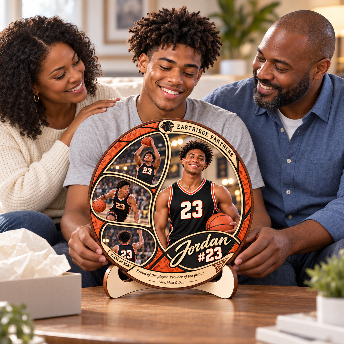 Personalized Basketball Photo Collage Plaque with Stand – Christmas Gift for Basketball Players, Senior Night & Graduation Keepsake 8cb3305c-4cc2-4960-a77b-6b6f966bb5e1-Parents-present-a-personalized-basketball-plaque-3.png