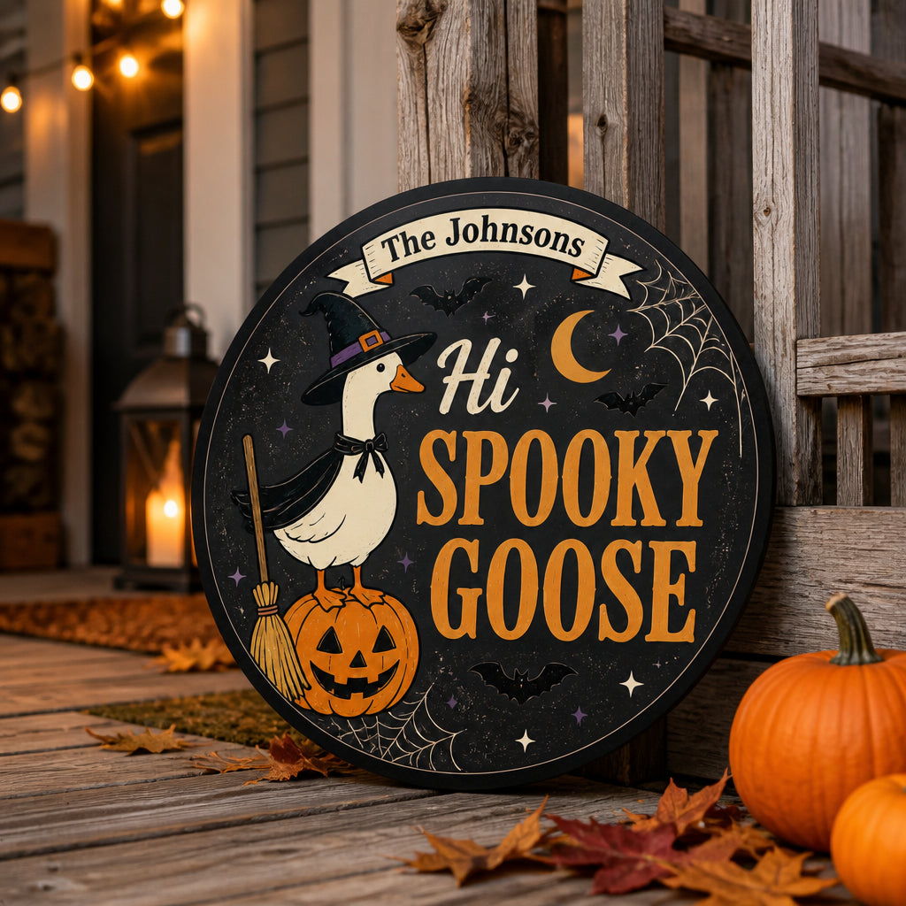 Personalized Halloween ‘Hi Spooky Goose’ Round Metal Sign - Personalized Metal Sign 8cb50b16-acb9-4dcb-b122-4073311e5b77.jpg