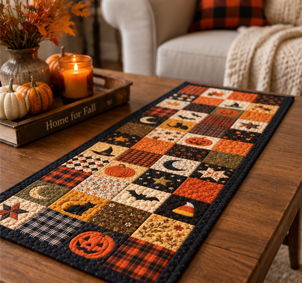 Retro Halloween Patchwork Quilt Table Runner, Pumpkin Black Cat Bat Candy Corn Table Decor, Autumn Fall Thanksgiving Table Runner 8cbfb11b-b9ce-4af0-873e-9d49424a1642-anh_1_bottom_right.png