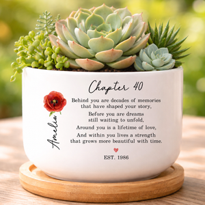 Personalized 40th Birthday Gift For Women, 40th Birthday Flower Pot, Custom Name Chapter 40 Planter
