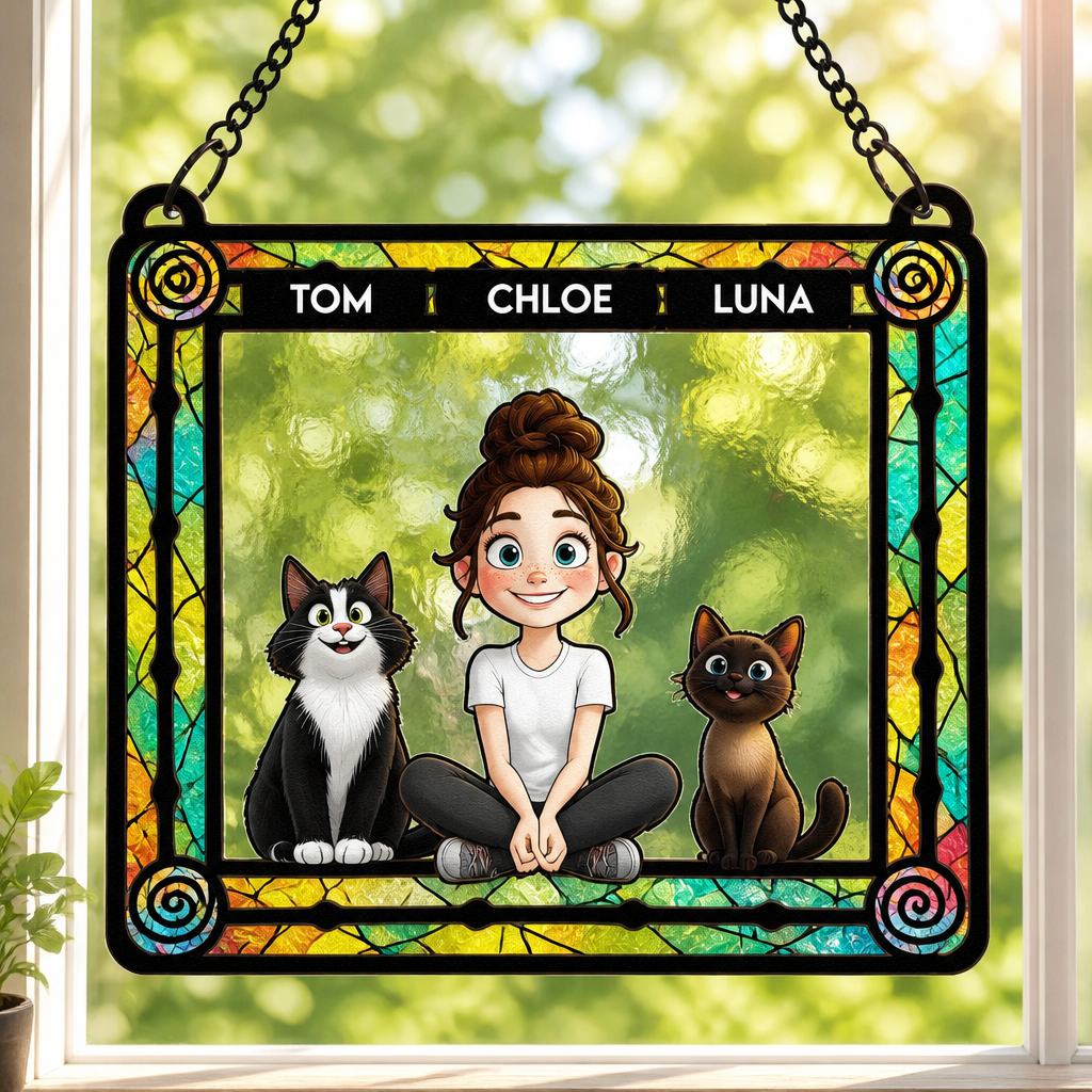 Photo-to-Cartoon Family & Pets Stained-Glass Suncatcher - Personalized Rectangle Stained Glass Suncatcher (PW) 8ce0aab7-9d1e-4162-85c7-8a6409f0210e.png
