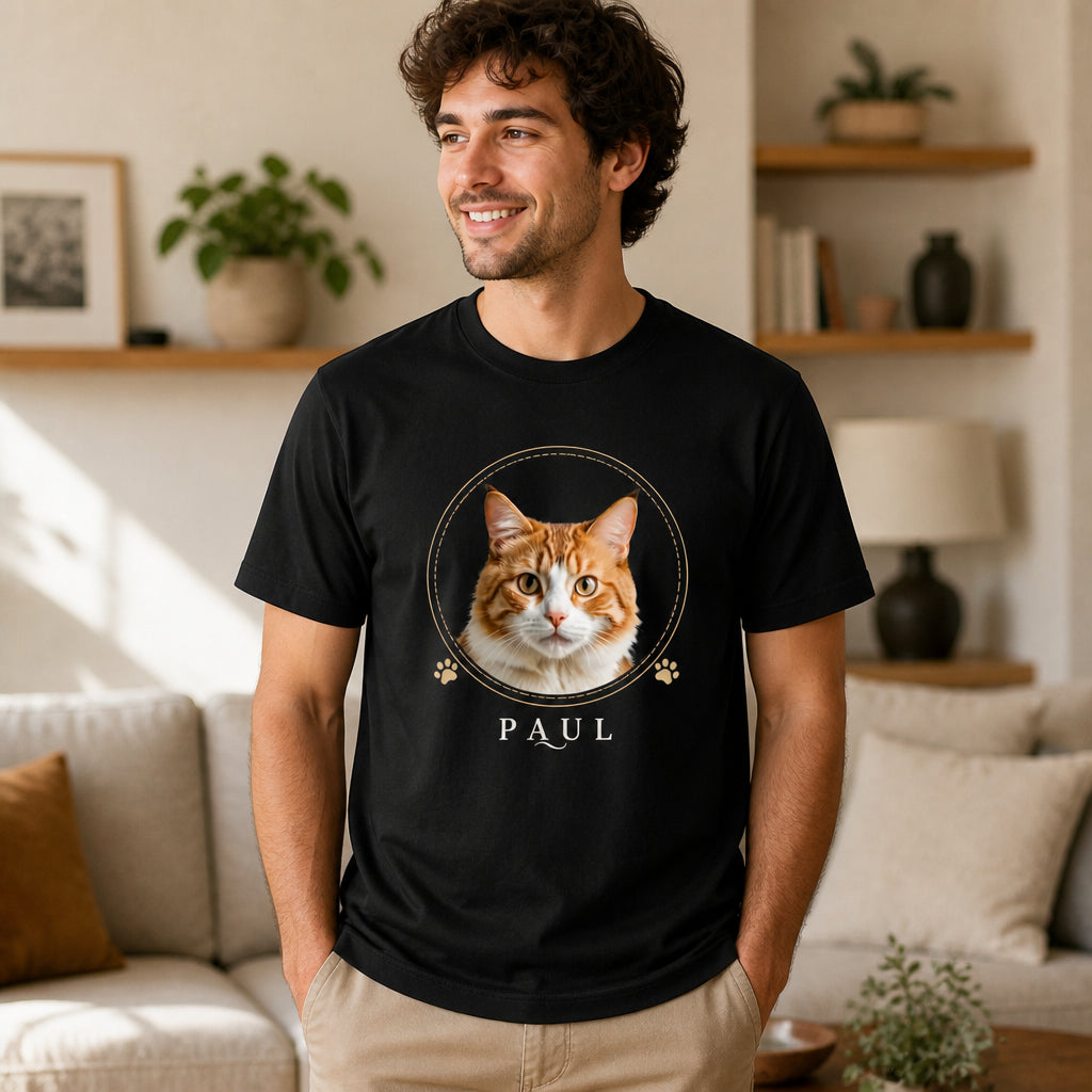 Custom Cat Peek Portrait Tee – Circle Badge + Name - Personalized T-shirt 8d486300-6713-4546-9b13-efdc56733ee8.jpg
