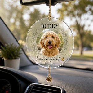 Pet Memorial Photo Ornament — Name & Years - Personalized 1 Layered Suncatcher with Charm 8db4b813-66a2-4617-b5cd-a89d94959b47.jpg