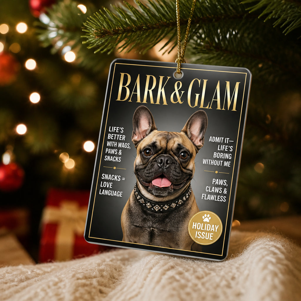 BARK & GLAM Pet Magazine Cover Ornament - Personalized Aluminum Ornament 8ddd5e3b-34fa-4dca-8712-0403050715ad.jpg