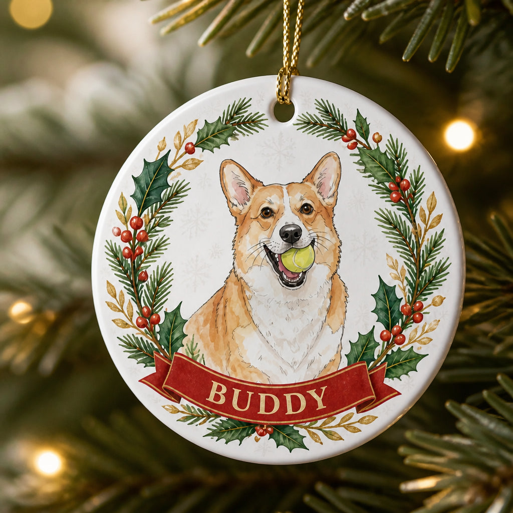 Custom Watercolor Pet Portrait Ornament with Wreath & Name - Personalized Aluminum Ornament 8de5eb97-e02a-4fdd-ac6a-f716c82bedfc.jpg