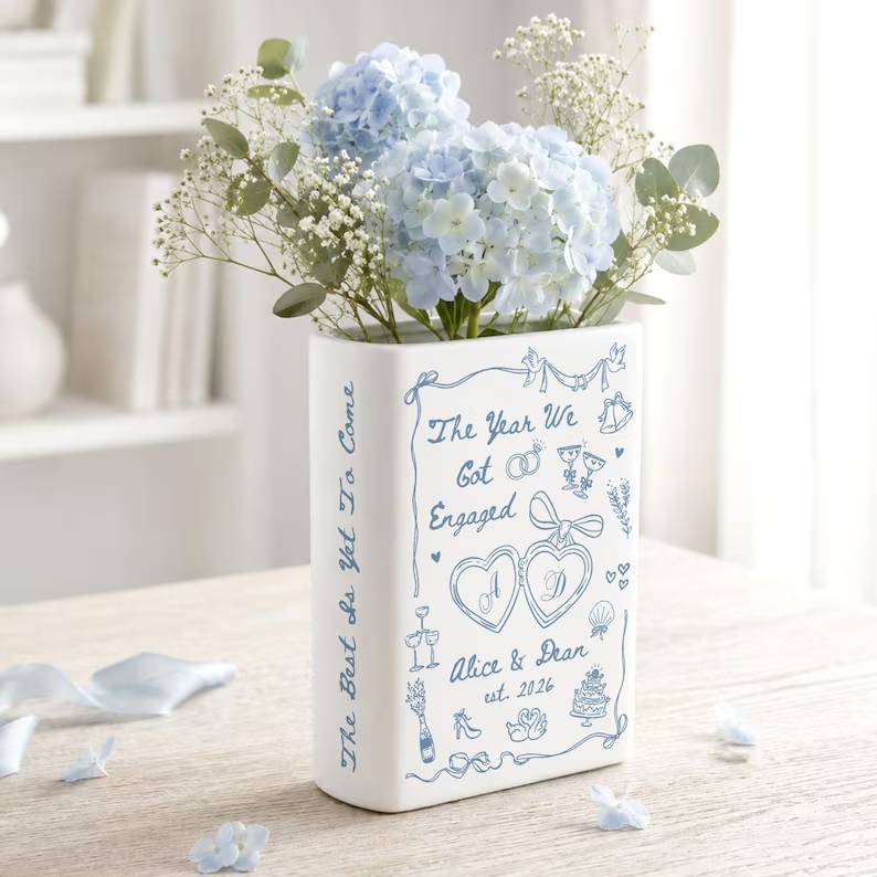 Personalized Engagement Gifts, The Year We Got Engaged Ceramic Book Vase, Custom Couple Name Wedding Gifts, Bride to Be Gift, Newlyweds Gift 8e0fd8c0-e838-4706-abf1-f353ccb35821-uilio-9-.jpg