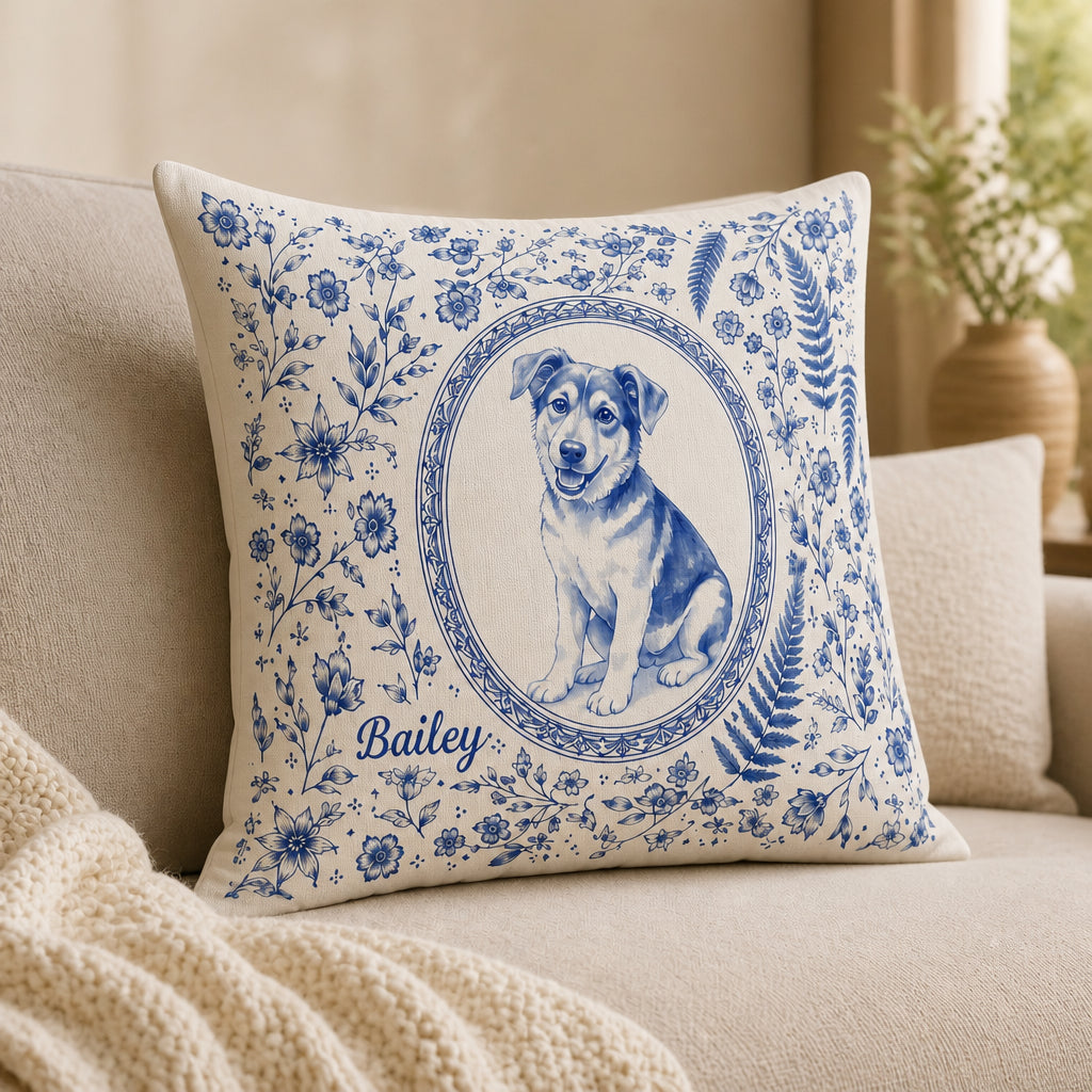 Custom Pet Cameo Toile Pillow – Photo-to-Ink Portrait with Name - Personalized Pillow 8e273742-24e4-45d4-889d-bf2c9833498c.jpg