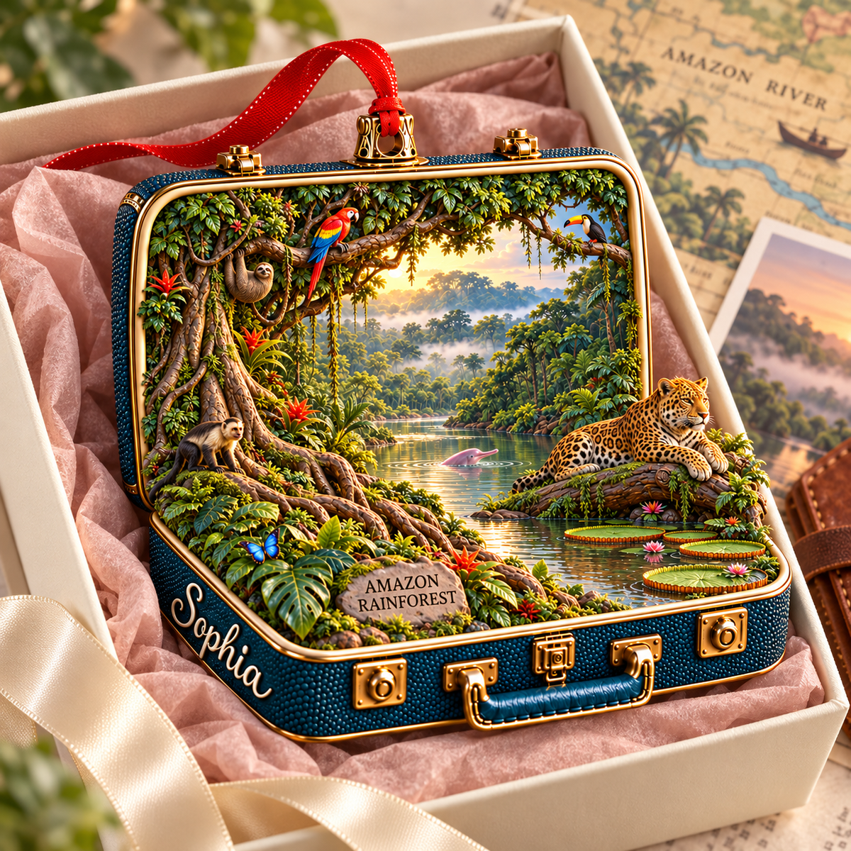 Personalized Amazon Rainforest 3D Suitcase Christmas Ornament – Tropical Travel Souvenir & Gift for Wildlife Lovers 8e2811f8-fb6b-49c9-8066-ed4369948b15-Amazon-rainforest-suitcase-ornament-in-gift-box-2.png