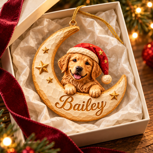 Personalized Dog Christmas Ornament – Custom Pet Photo & Name, 3D Relief Crescent Moon & Stars Ornament, Christmas Gift for Dog Lovers 8e39625c-eae3-44d8-b0d6-d33dbdbb87bb-Bailey-Crescent-Ornament-in-Ivory-Gift-Box-3.png