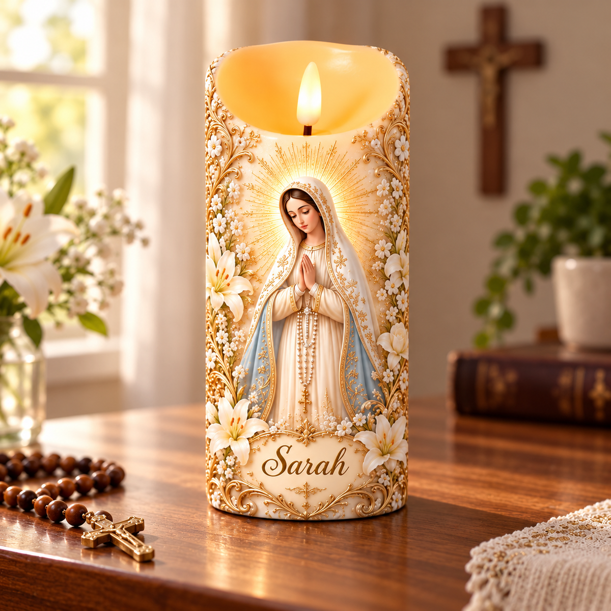 Personalized Virgin Mary LED Prayer Candle, Custom Name Catholic Gift for Mom or Grandma, Our Lady Religious Home Decor, Christian Keepsake 8e410581-4699-441f-9168-31ff10e5215b-N-n-c-M-Sarah-g-c-c-u-nguy-n-4.png