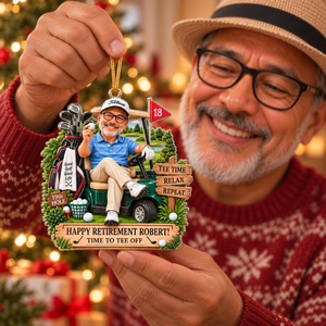 Personalized Golf Retirement Ornament, Custom Photo Golfer Gift, Happy Retirement Keepsake, 19th Hole Golf Christmas Ornament 8e478676-7638-43cd-b8e6-d4030f375ceb-Retirement-Tee-Time-Christmas-Ornament-Image-Sep-17-2026-03_15_26-PM-2-.png
