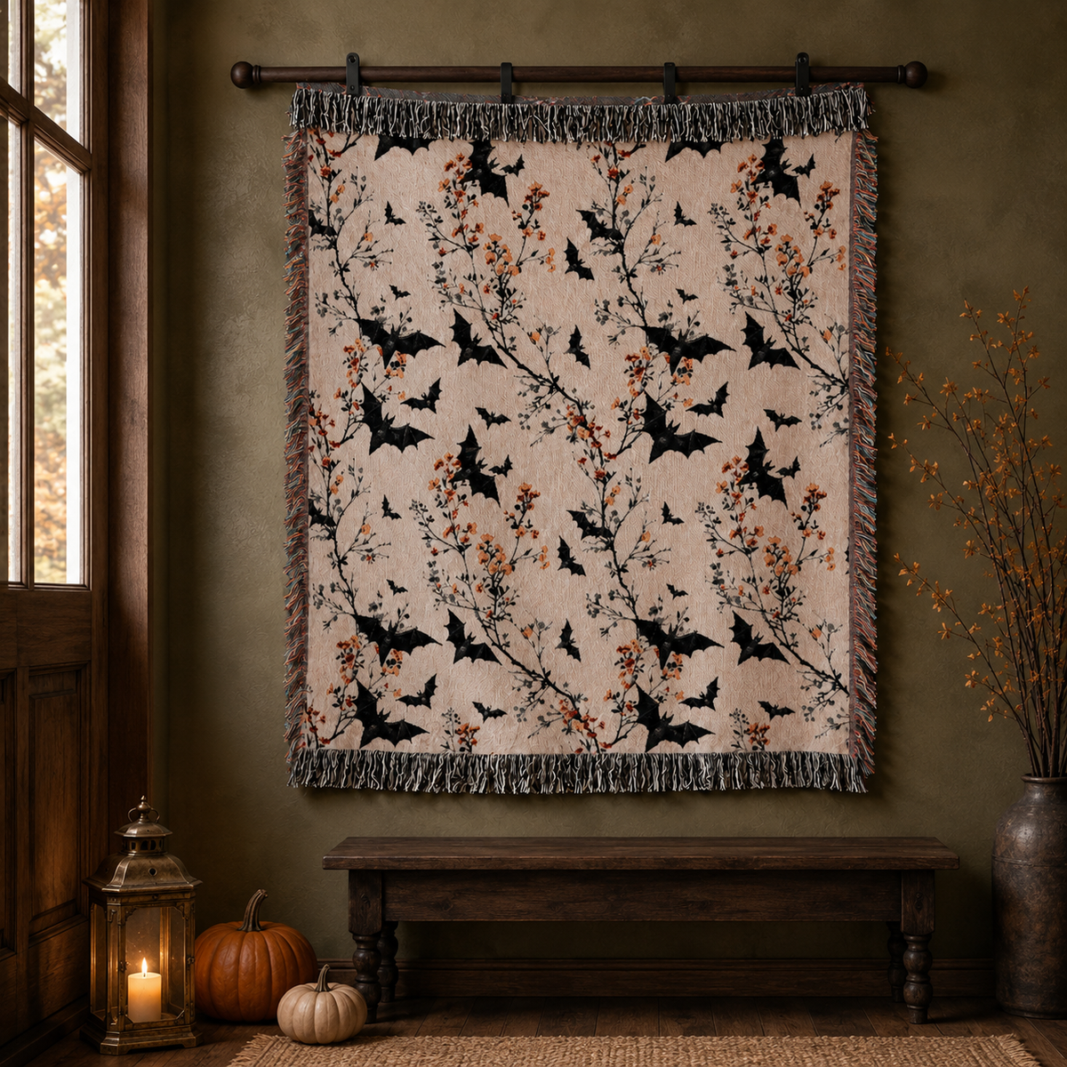 Neutral Halloween Blanket Bat Boho Halloween Decor Bat Woven Blanket Floral Halloween Throw Blanket Fall Home Decor 8e717113-db2c-4aa6-bd00-de211d8dcb4e-banner-2.png