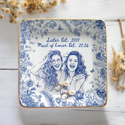 Personalized Bestie Photo Jewelry Dish: Ceramic Trinket Tray for Best Friend, Birthday Gifts For Bestie, Sketch Photo Ring Dish Gift For Her 8e8b4d40-f299-4423-8a9d-67526a16043b-3.jpg