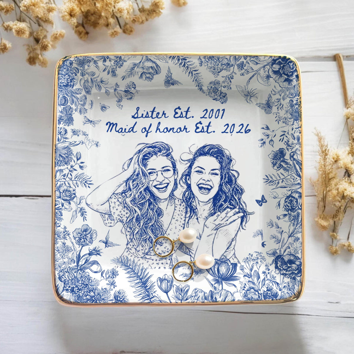 Personalized Bestie Photo Jewelry Dish: Ceramic Trinket Tray for Best Friend, Birthday Gifts For Bestie, Sketch Photo Ring Dish Gift For Her 8e8b4d40-f299-4423-8a9d-67526a16043b-3.jpg