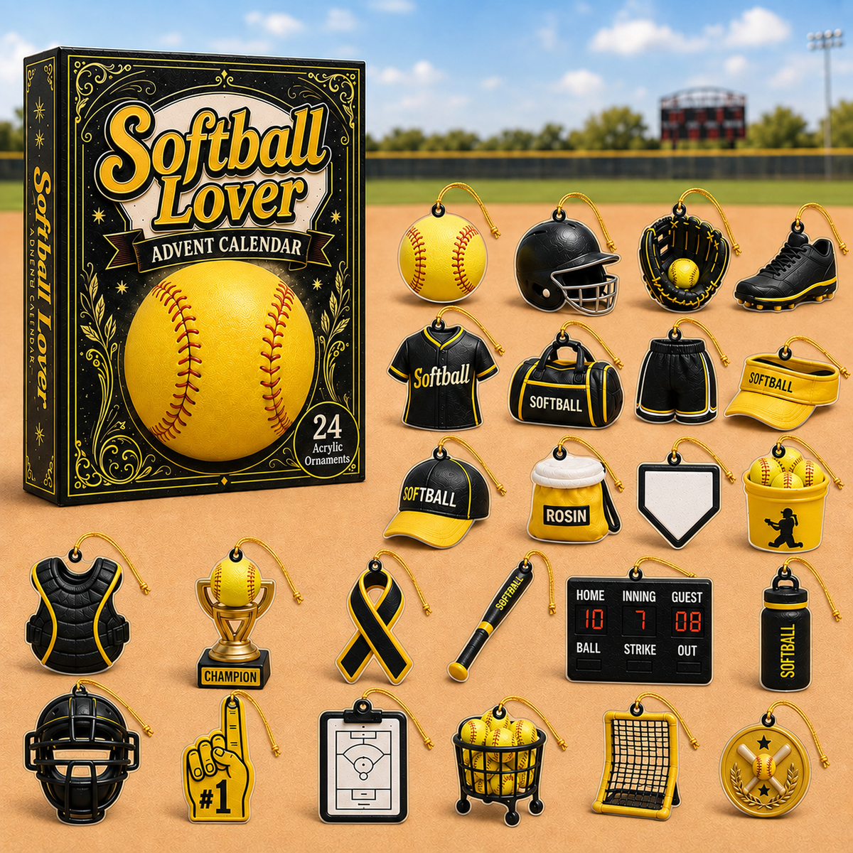 Softball Lover Advent Calendar 2026 - 24-Day Festive Countdown, Acrylic Charms Blind Box - Gift For Sports Lovers 8e9f9889-81c1-40ce-ad74-31aaabd3e510-softball-box-charms.png
