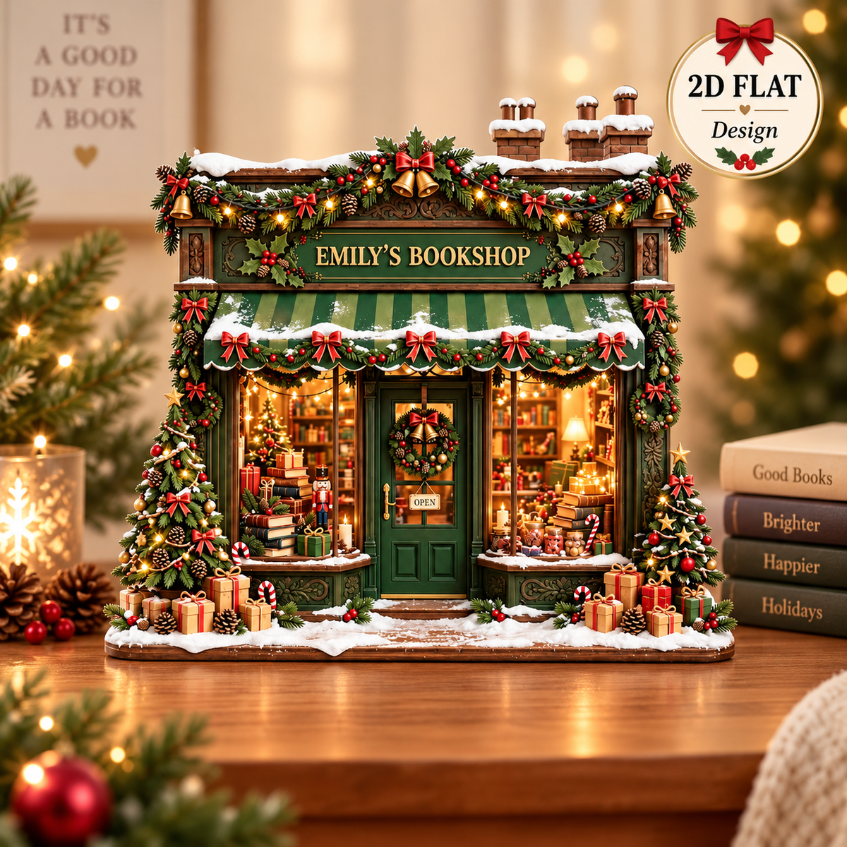 Christmas Bookshop Wooden Block, Cozy Bookstore Christmas Decor, Book Lover Gift, Holiday Shelf Decor, Christmas Village Bookstore 8ea45e81-4a6b-4d56-9e3a-694ba04cad75-hjhj-2-.png