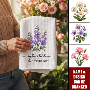 Birth Flower Mother-Of-Pearl Style Gift For Her - Personalized Kitchen Towel - Gift For Mom, Grandma 8ecc9be5-a647-49d0-8998-565b193343ed-banner-3.jpg
