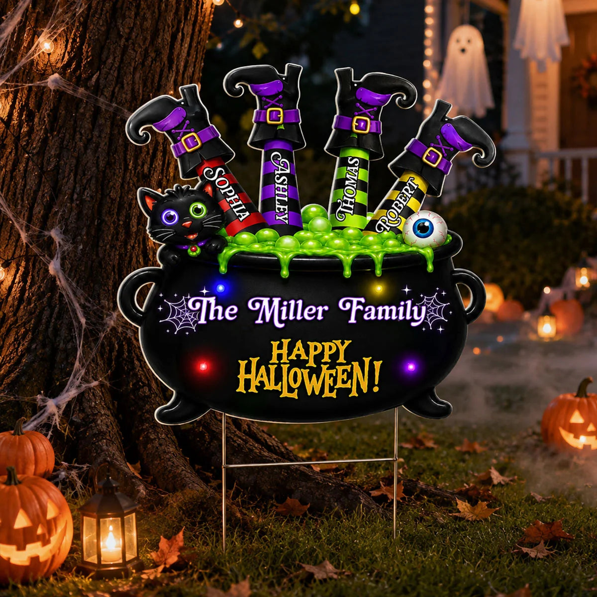 Personalized Halloween Yard Sign, Custom Family Name Witch Cauldron Outdoor Decor, Witch Legs Garden Stake, Halloween Lawn Decoration Gift 8ed3fbb7-1da4-44d0-a16b-54496b8610a9-__web3.webp