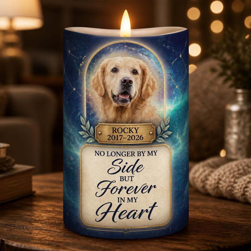 Pet Memorial Candle – Forever In My Heart (Photo + Name + Years) - Personalized Candle 8edec481-b020-455c-be27-c56a14d8c910.png