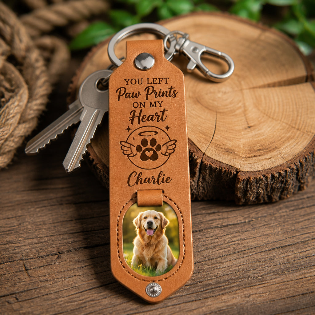 Pet Memorial Leather Photo Keychain – You Left Paw Prints On My Heart - Personalized Leather Keychain 8eed0385-537e-401d-9b81-ce28d5f8feb2.jpg