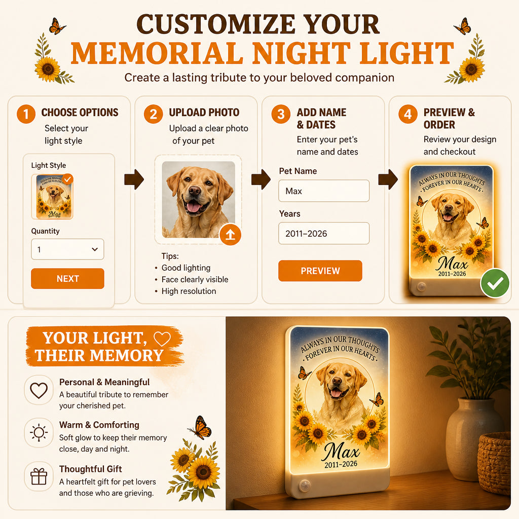 Pet Memorial Night Light with Photo — Sunflower & Butterfly Tribute - Personalized Acrylic Night Light 8f1685ab-7739-47b3-a965-5136025cc5cc.jpg