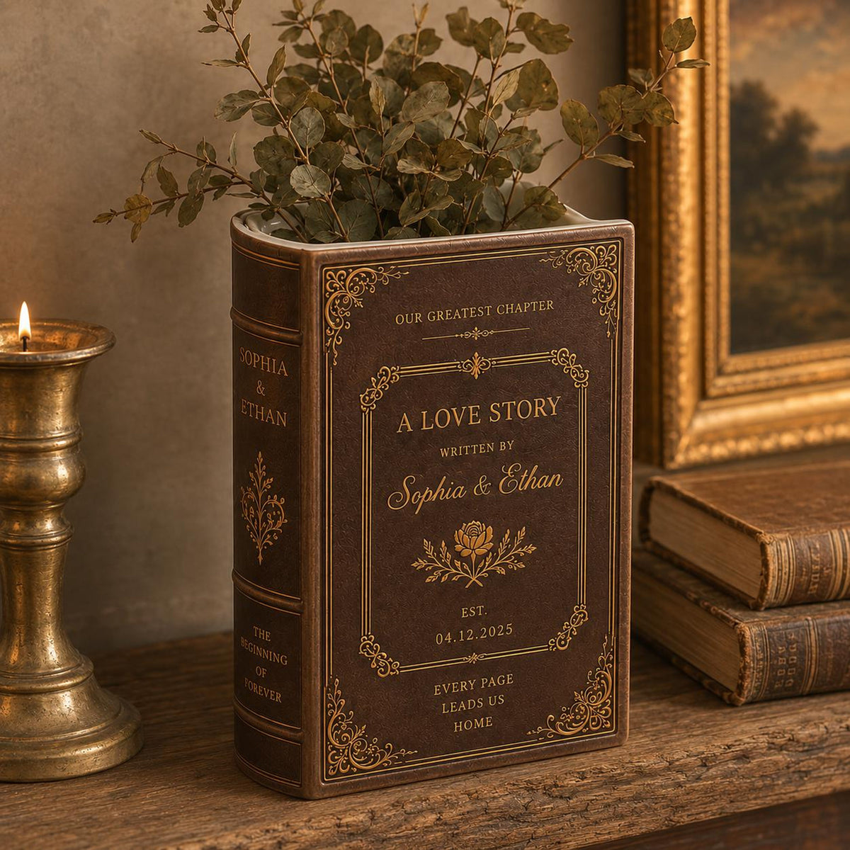 Custom Vintage Ceramic Book Vase, Personalised Wedding Gift for Couple, Bridal Shower Gift, Engagement Gifts, Wedding Gift, Bridesmaid Gift 8f1a18fc-620f-4634-a261-a7c9b80f06b7-6.jpg