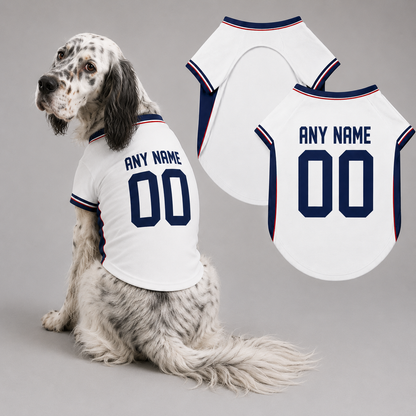 England Dog Tshirt 2026 World Cup Pet Clothes Jersey Style Custom Name and Number Pet Clothes Gifts