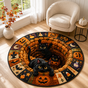 Black Cat Halloween Round Rug, 3D Illusion Quilted Pumpkin Cat Hole Floor Mat, Funny Spooky Black Cats Halloween Home Decor 8f32a215-85bc-460a-916e-15a3e714100d-banner-1.png