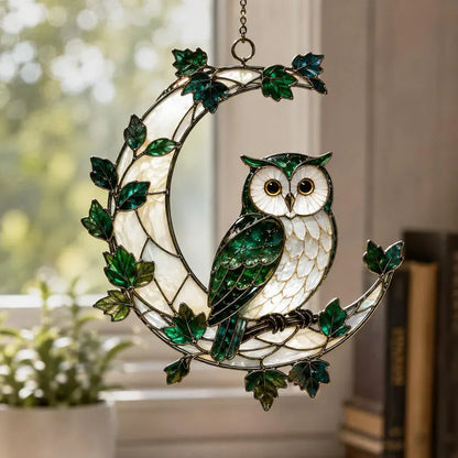 Owl Glass Suncatcher, Crescent Moon Window Hanging, Celestial Bird Decor, Stained Glass Style Gift for Nature Lovers 8f444c54-948e-4192-a6d4-32d18ec58339-fdddfdfdbggf-5-.webp