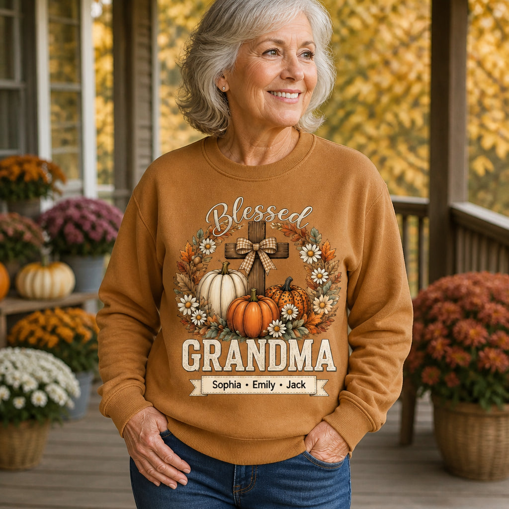 Blessed Grandma Fall Cross & Pumpkins — Custom Grandkids Names Sweatshirt - Personalized Sweatshirt 8f5592b9-c870-4d32-a1ac-6b478241555b.jpg