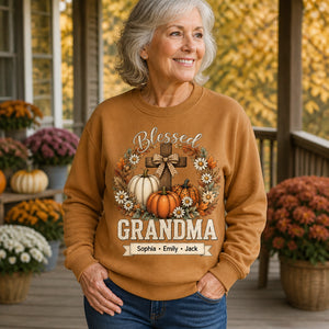 Blessed Grandma Fall Cross & Pumpkins — Custom Grandkids Names Sweatshirt - Personalized Sweatshirt 8f5592b9-c870-4d32-a1ac-6b478241555b.jpg