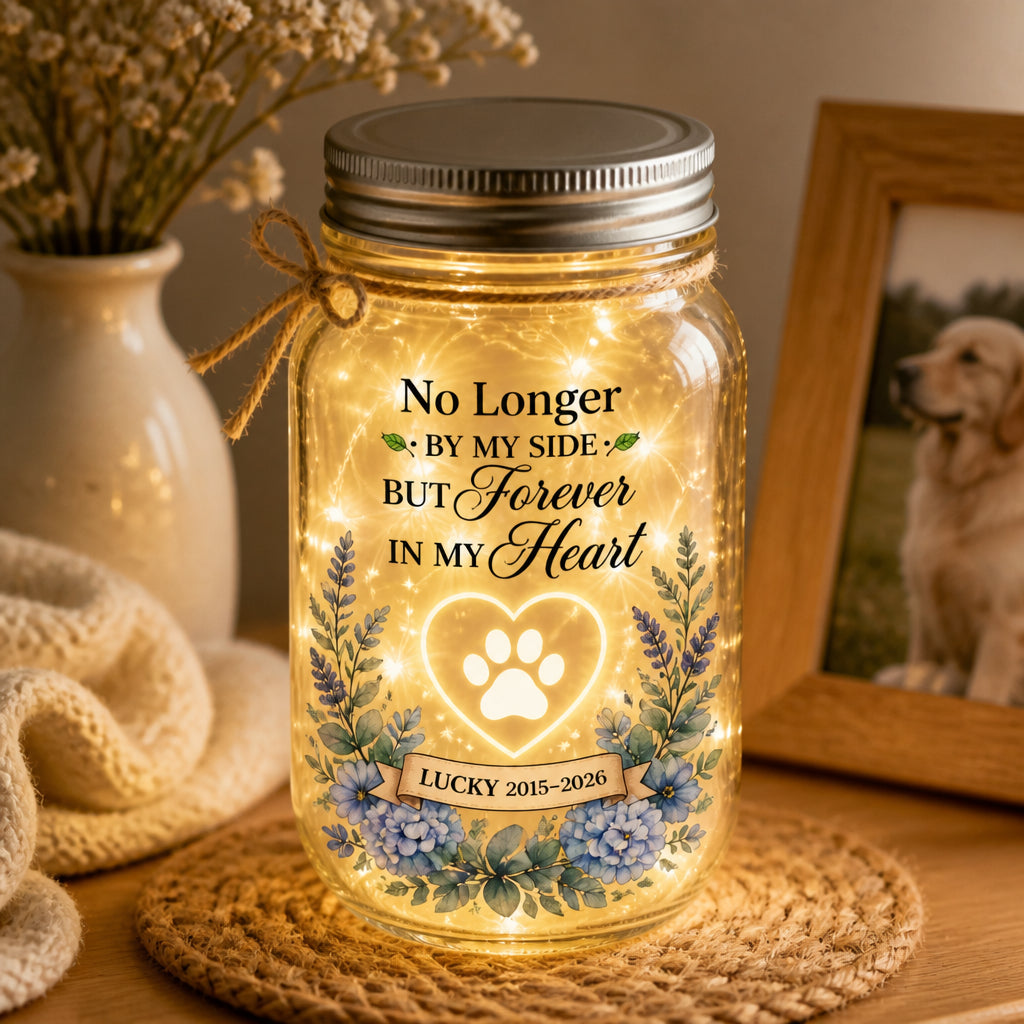 Pet Memorial Mason Jar Light – No Longer By My Side (Name & Years) - Personalized Mason Jar Light 8f717515-a5a5-4f22-8243-47807ecd5a01.jpg