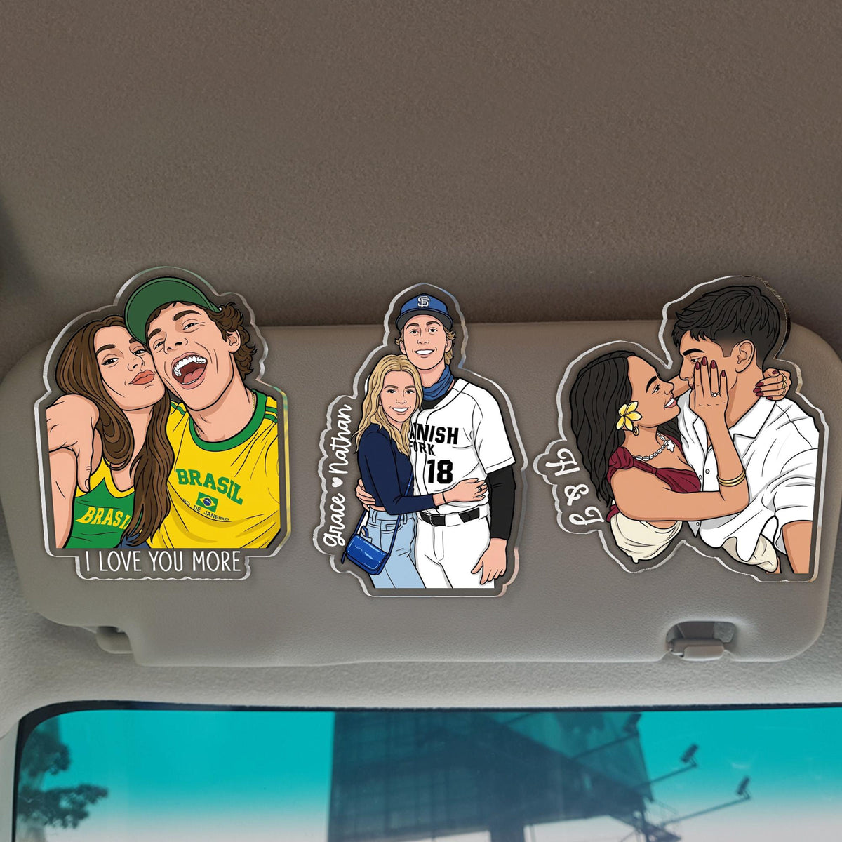 Personalized Portrait From Couples Photo Sun Visor Clip, Custom Photo Couples Car Visor Clip, Anniversary Gift For Him, Gift For Boyfriend 8f7de15f-7829-4024-8d68-2f588d5a9727-8.jpg
